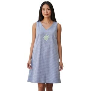Fresh Produce Blue‎ Gingham Shift Dress S 100% Cotton Made in USA Sleeveless